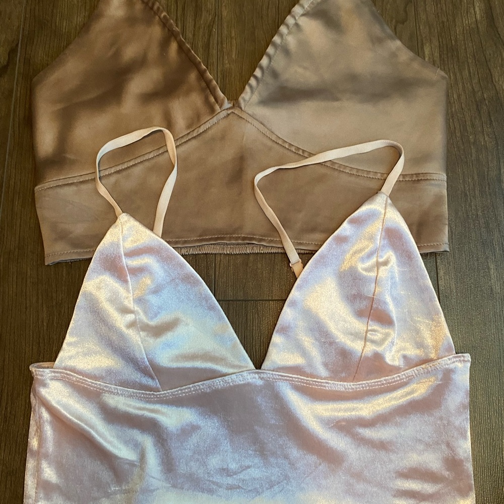 Lot of 2 Garage Crop Top Velvet and Satin